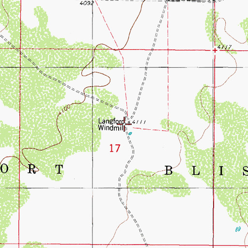 Topographic Map of Langford Windmill, NM
