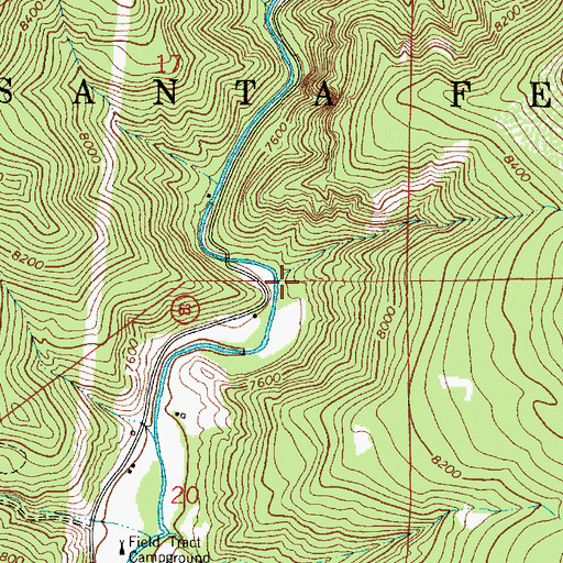 Topographic Map of Windy Bridge Recreation Site, NM