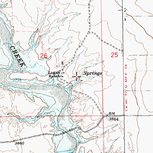 Topographic Map of Dripping Springs, NM