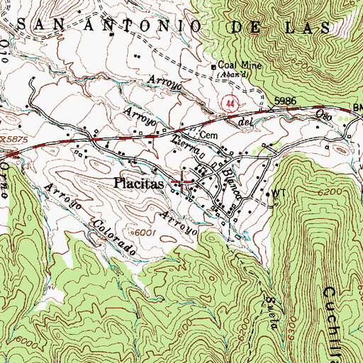 Topographic Map of Las Placites Presbyterian Church, NM