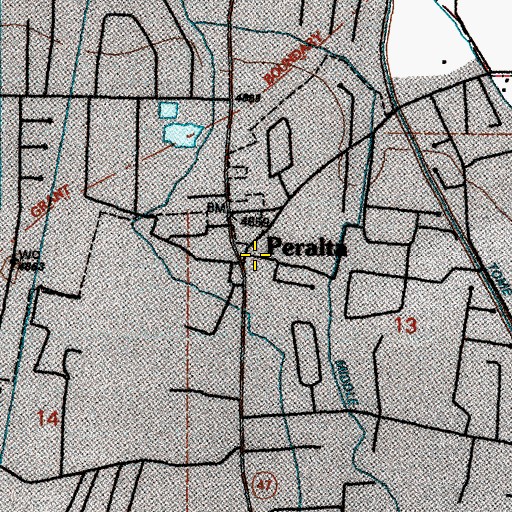 Topographic Map of Peralta Memorial United Methodist Church, NM