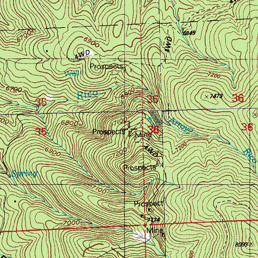 Topographic Map of Houston-Thomas Mine, NM
