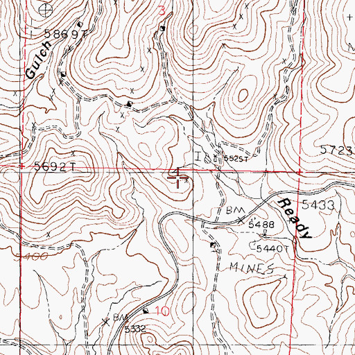 Topographic Map of Crescent Lode Mine, NM