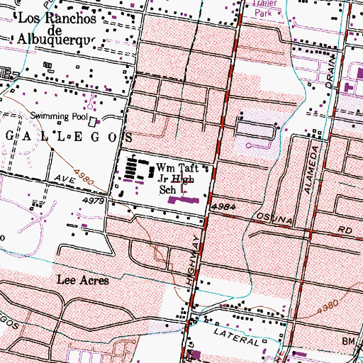 Topographic Map of All Saints Lutheran Church-ELCA, NM