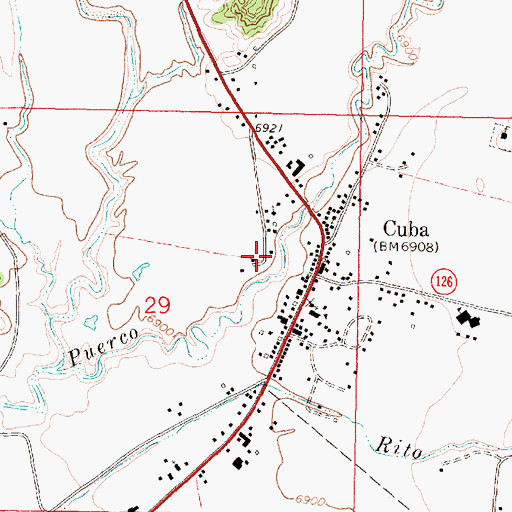 Topographic Map of Cuba Pit, NM