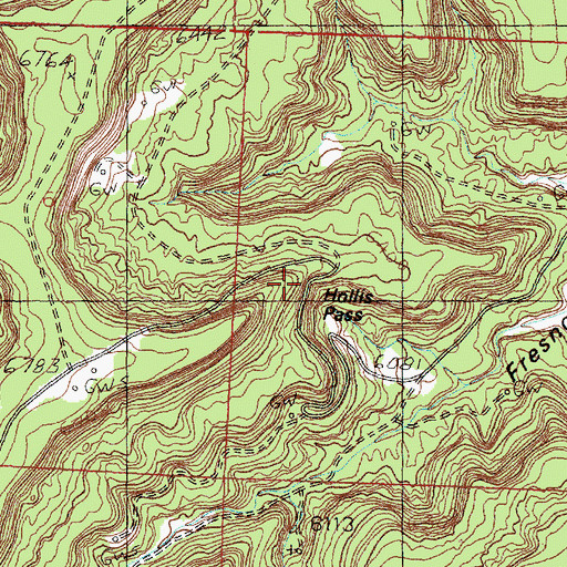 Topographic Map of Hollis Pass, NM