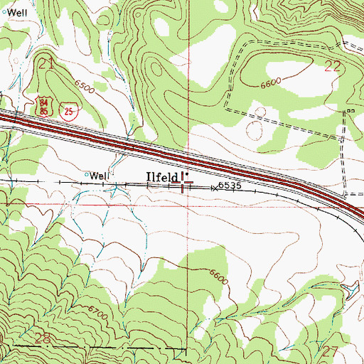 Topographic Map of Ilfeld, NM
