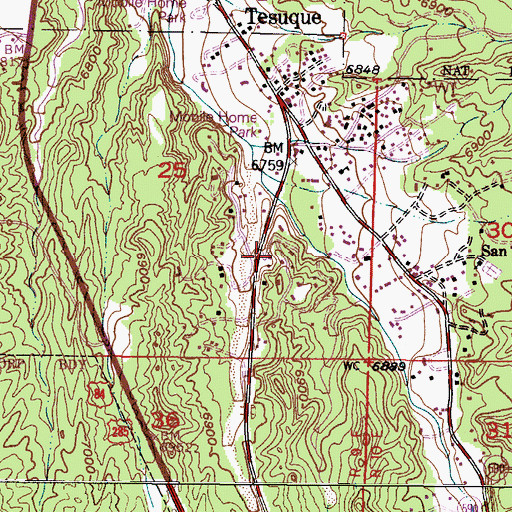 Topographic Map of Santa Fe County Volunteer Fire Tesuque District Station 1, NM