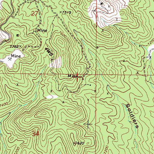 Topographic Map of Sally Mine, NM