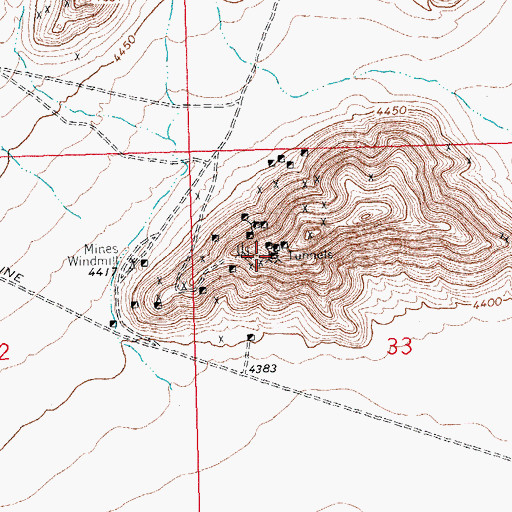 Topographic Map of Burke Mine, NM