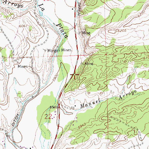 Topographic Map of Thomas Mine, NM