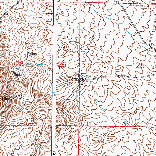 Topographic Map of Tiberius, NM