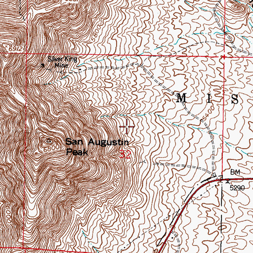 Topographic Map of Quickstrike, NM