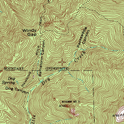 Topographic Map of Rainstorm Gulch Working, NM
