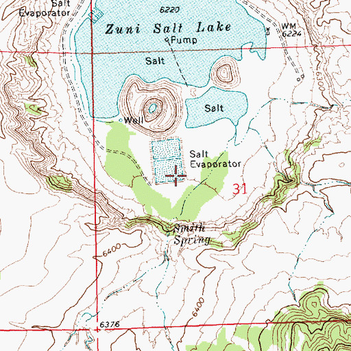 Topographic Map of Zui Salt Lake Mine, NM
