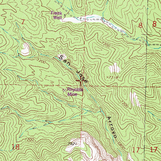 Topographic Map of Rhyolite Mine, NM