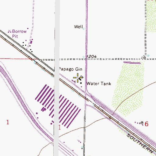 Topographic Map of Papago Gin, AZ