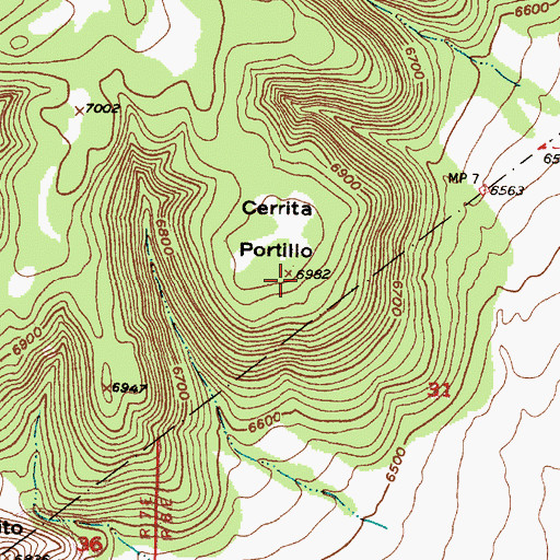 Topographic Map of Cerrita Portillo, NM