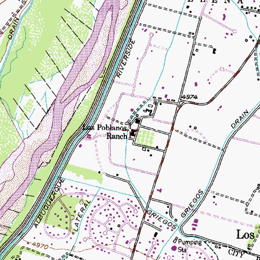 Topographic Map of Los Poblanos Ranch, NM