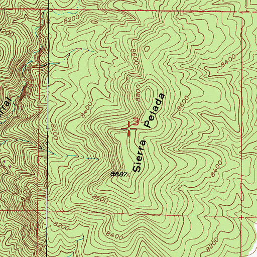 Topographic Map of Sierra Pelada, NM