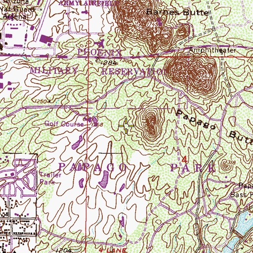 Topographic Map of Papago State Park, AZ