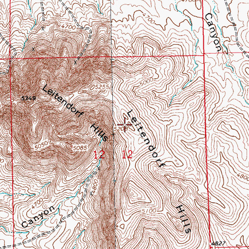 Topographic Map of Leitendorf Hills, NM