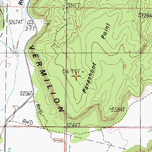 Topographic Map of Parashont Point, AZ