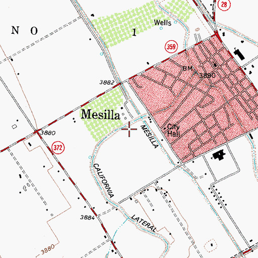 Topographic Map of Mesilla Valley Spanish Baptist Church, NM