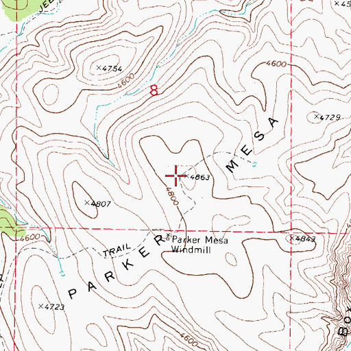 Topographic Map of Parker Mesa, AZ