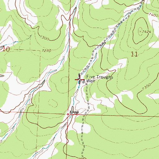 Topographic Map of 5 Troughs Water Well, NM