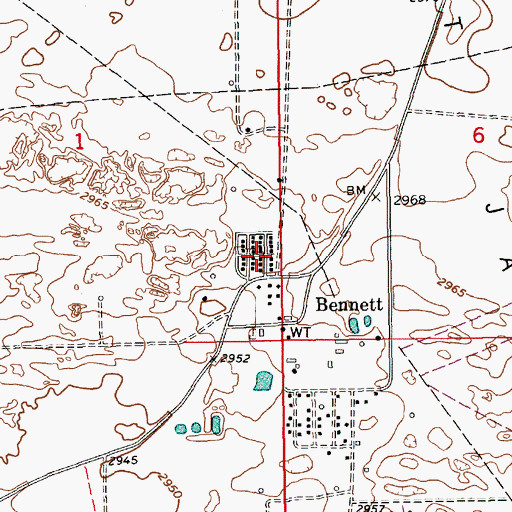 Topographic Map of Bennett, NM