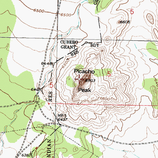 Topographic Map of Picacho Peak, NM