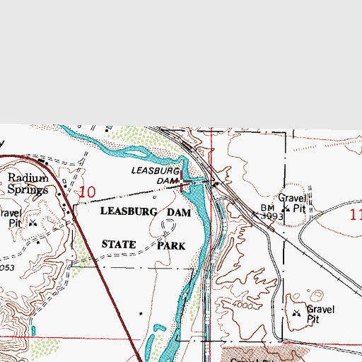 Topographic Map of Leasburg Diversion Dam, NM