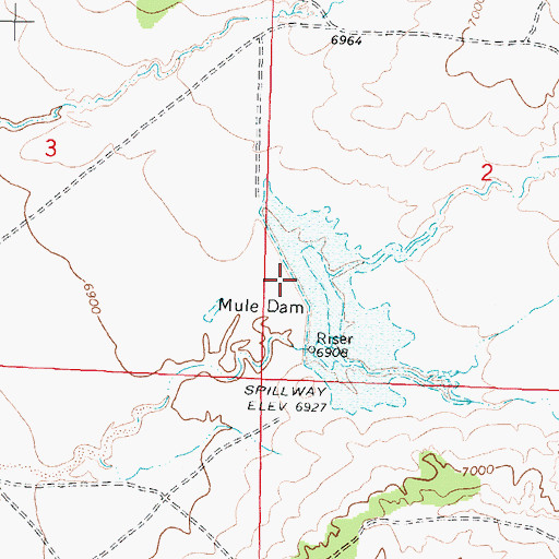 Topographic Map of Mule Detention Dam, NM