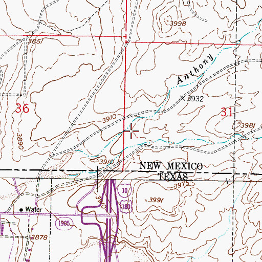 Topographic Map of Anthony Arroyo Watershed Site One Dam, NM
