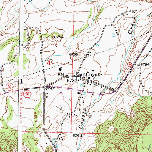 Topographic Map of Coyote, NM