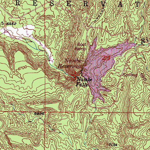 Topographic Map of Nambe Falls, NM