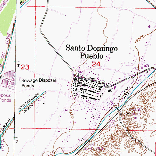 Topographic Map of Santo Domingo Pueblo, NM