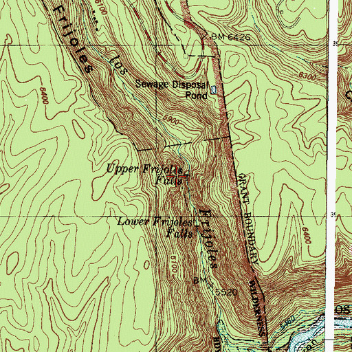 Topographic Map of Upper Frijoles Falls, NM