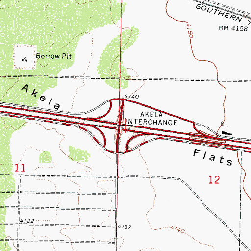 Topographic Map of Akela Interchange, NM