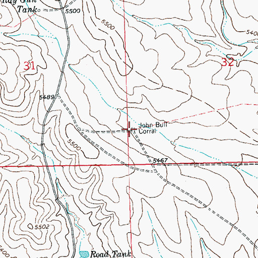 Topographic Map of John Bull Corral, NM
