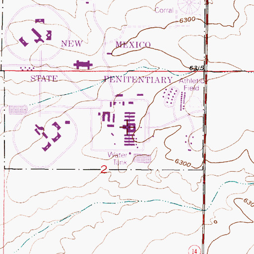 Topographic Map of New Mexico State Penitentiary, NM