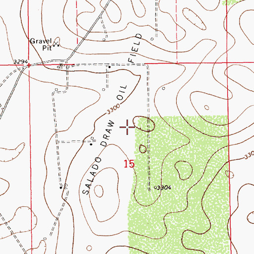 Topographic Map of Salado Draw Oil Field, NM