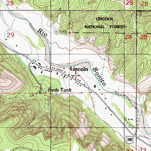 Topographic Map of Lincoln County Heritage Trust, NM