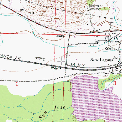 Topographic Map of Laguna Elementary School, NM