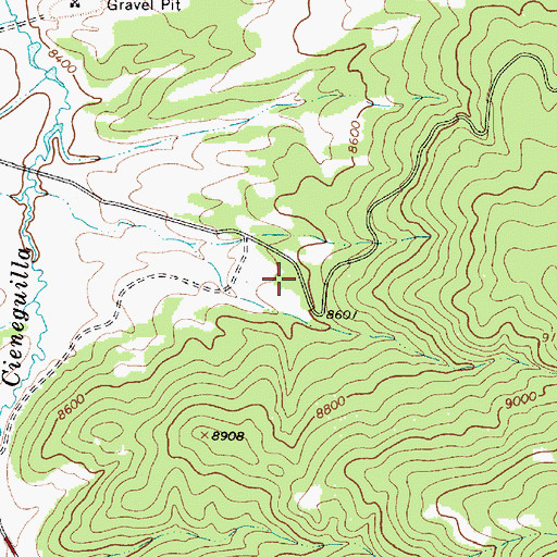 Topographic Map of Sluice Box Ski Trail, NM