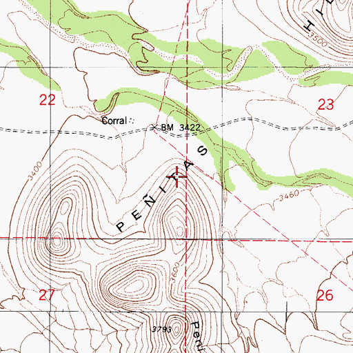 Topographic Map of Peitas Hills, AZ