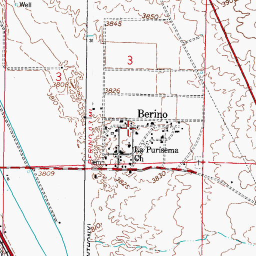 Topographic Map of Old Berino Cemetery, NM