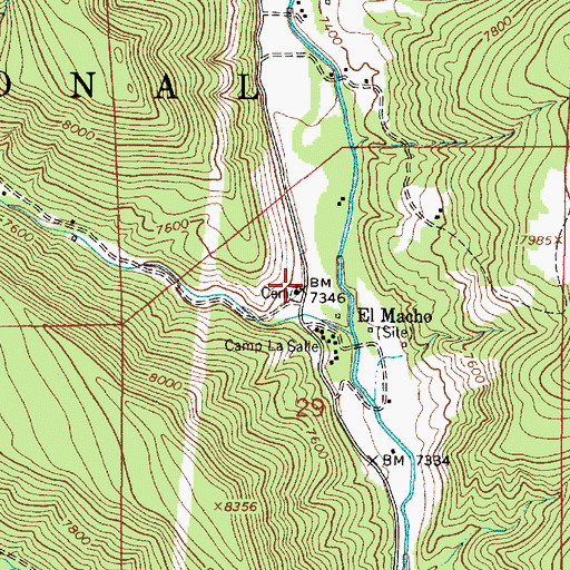 Topographic Map of El Macho Cemetery, NM