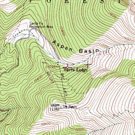 Topographic Map of Pope Ski Trail, NM